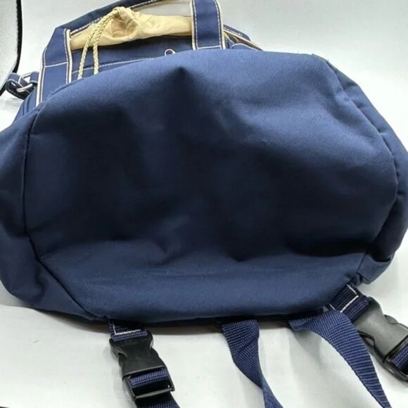 Ariat Gear Bag Canvas Tote Convertible Backpack Cinch Top Handle Blue and Tan - Picture 3 of 7